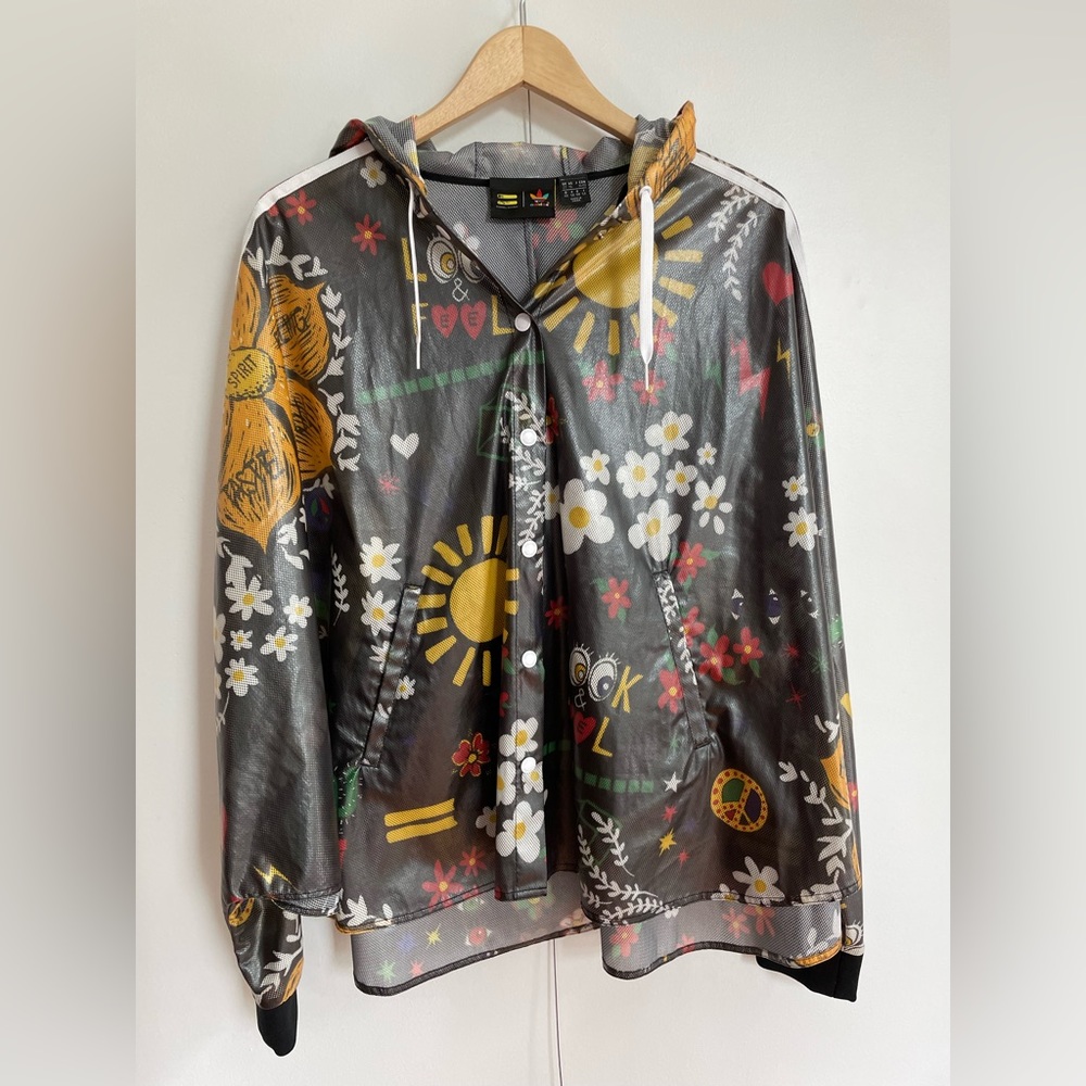 ADIDAS Originals Pharrell Williams |  3 Stripe Festival Print Poncho Jacket XL